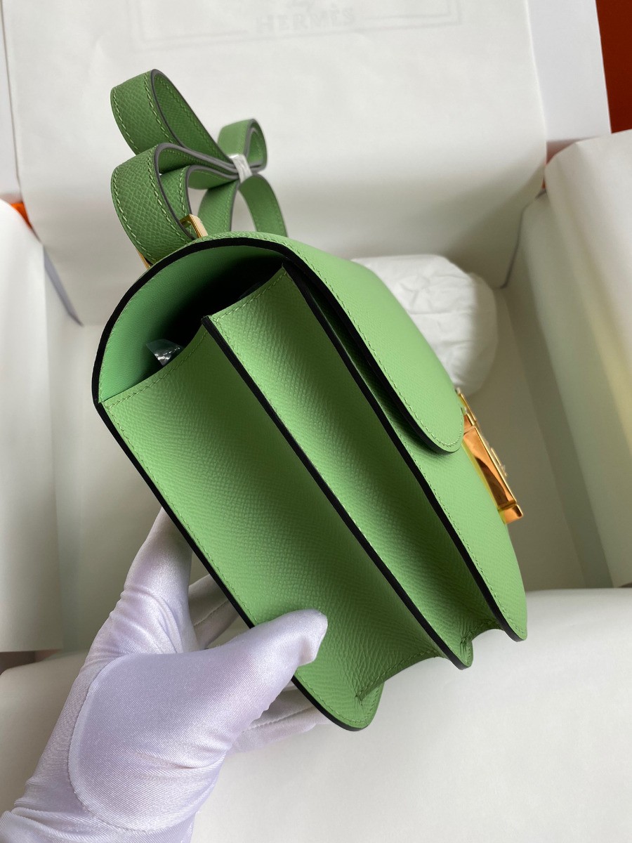 Replica Hermes Constance 18 Handmade Bag In Vert Criquet Epsom